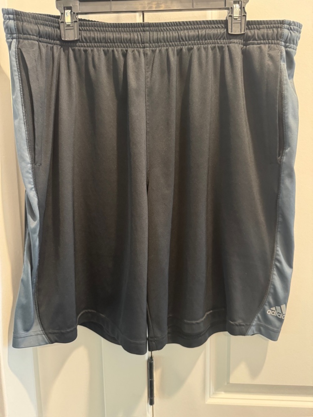 Adidas Black Athletic Shorts with Gray Side Panels